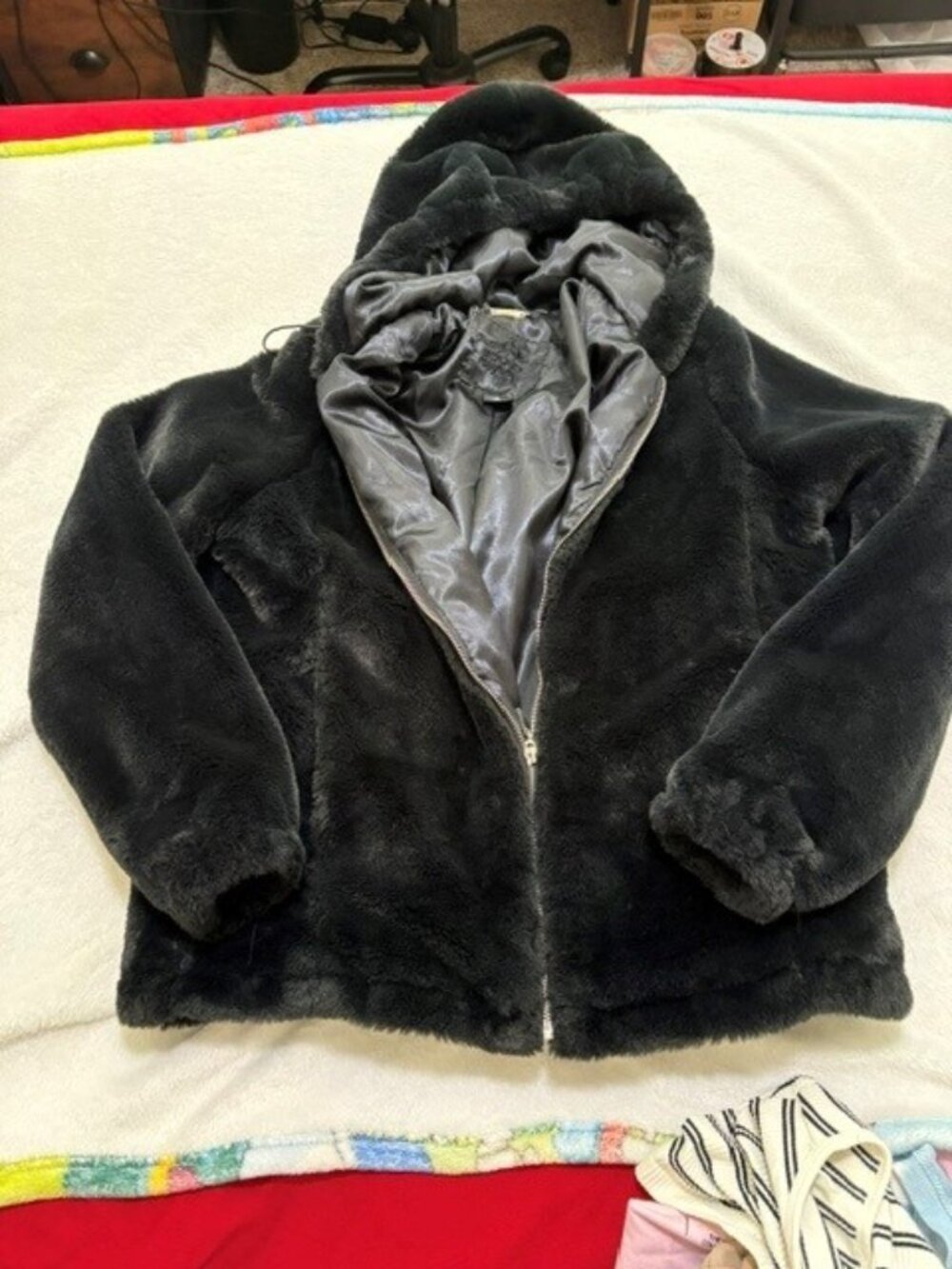 Jou Jou Black Plush Hooded Jacket
